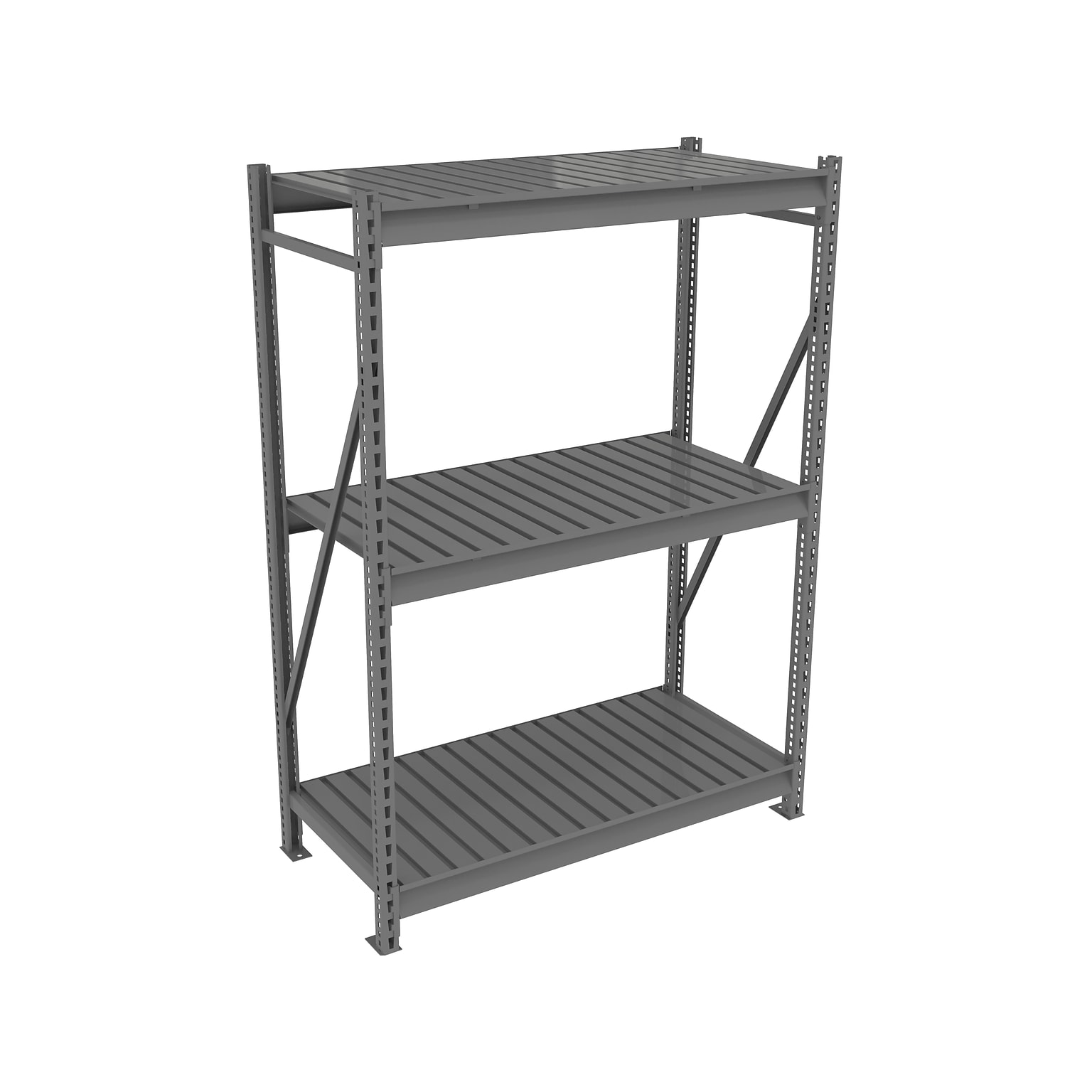 Tennsco Starter Unit 3-Shelf Metal Bulk Storage Rack, 48, Medium Gray (BU-482472CS-MGY)