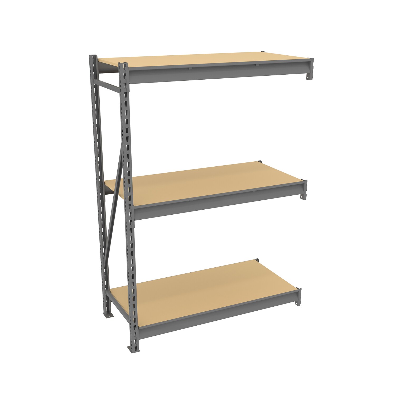 Tennsco Adder Unit 3-Shelf Particle Board Bulk Storage Rack, 48, Medium Gray (BU-482472PA-MGY)