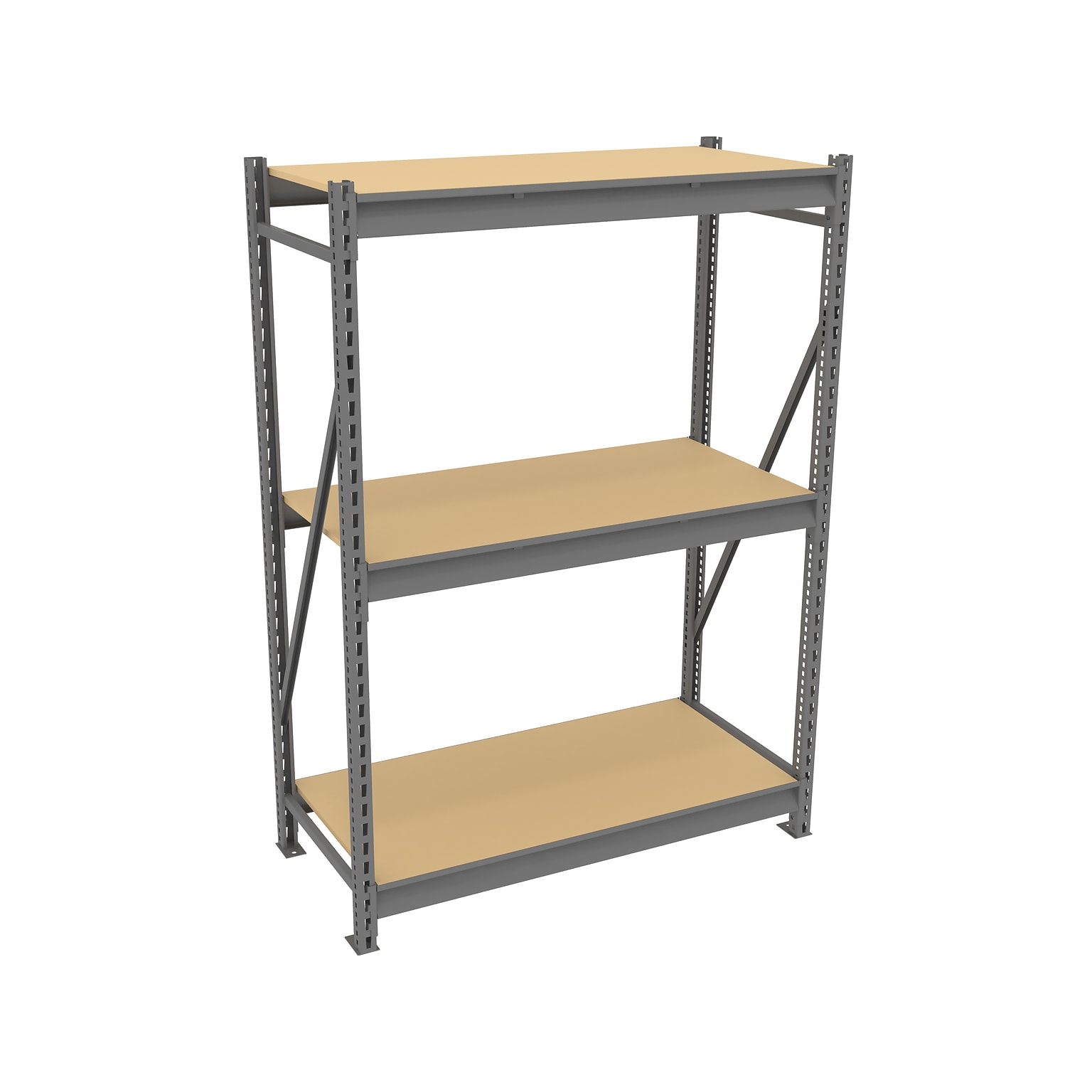 Tennsco Starter Unit 3-Shelf Particle Board Bulk Storage Rack, 48, Medium Gray (BU-482472PS-MGY)