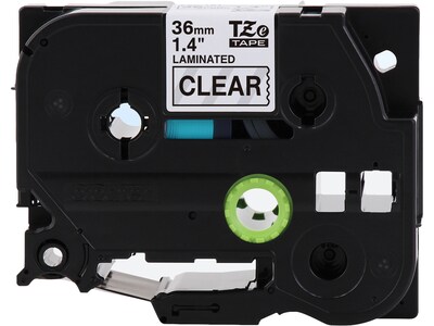 Brother TZEM65 Label Maker Tape, 1.42W, White on Matte Clear