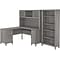 Bush Furniture Somerset 60W L-Shaped Desk with Hutch and 5-Shelf Bookcase, Platinum Gray (SET010PG)