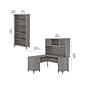 Bush Furniture Somerset 60"W L-Shaped Desk with Hutch and 5-Shelf Bookcase, Platinum Gray (SET010PG)