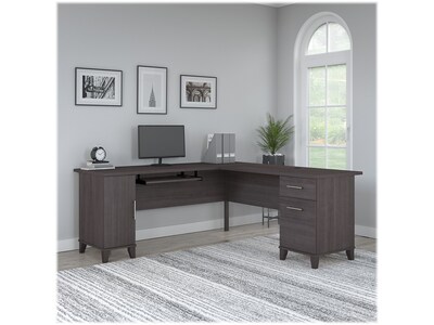 Bush Furniture Somerset 72"W L Shaped Desk with Storage, Storm Gray (WC81510K)