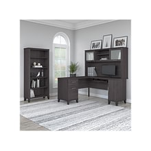 Bush Furniture Somerset 60W L Shaped Desk with Hutch and 5 Shelf Bookcase, Storm Gray (SET010SG)