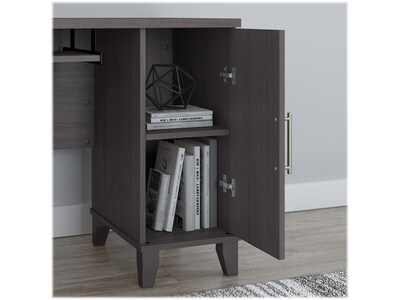 Bush Furniture Somerset 60"W L Shaped Desk with Hutch and 5 Shelf Bookcase, Storm Gray (SET010SG)
