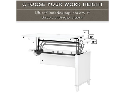 Bush Furniture Somerset 72"W 3 Position Sit to Stand L Shaped Desk with Hutch and File Cabinet, White (SET016WH)