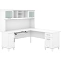 Bush Furniture Somerset 72W L Shaped Desk with Hutch, White (SET001WH)