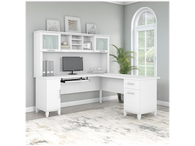 Bush Furniture Somerset 72W L Shaped Desk with Hutch, White (SET001WH)