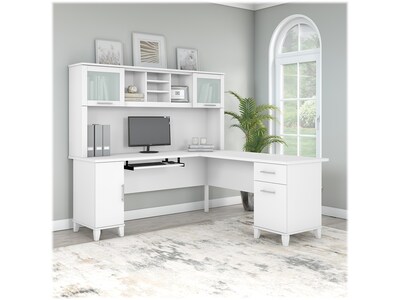 Bush Furniture Somerset 72W L Shaped Desk with Hutch, White (SET001WH)