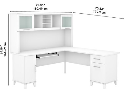 Bush Furniture Somerset 72"W L Shaped Desk with Hutch, White (SET001WH)