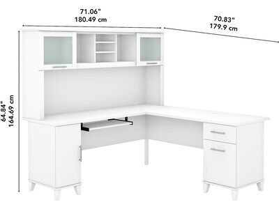 Bush Furniture Somerset 72W L Shaped Desk with Hutch SET001WH