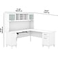 Bush Furniture Somerset 72"W L Shaped Desk with Hutch, White (SET001WH)