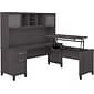 Bush Furniture Somerset 72"W 3 Position Sit to Stand L Shaped Desk with Hutch, Storm Gray (SET015SG)