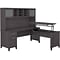 Bush Furniture Somerset 72W 3 Position Sit to Stand L Shaped Desk with Hutch, Storm Gray (SET015SG)