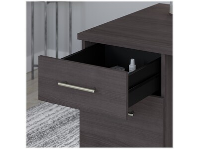 Bush Furniture Somerset 72"W 3 Position Sit to Stand L Shaped Desk with Hutch, Storm Gray (SET015SG)