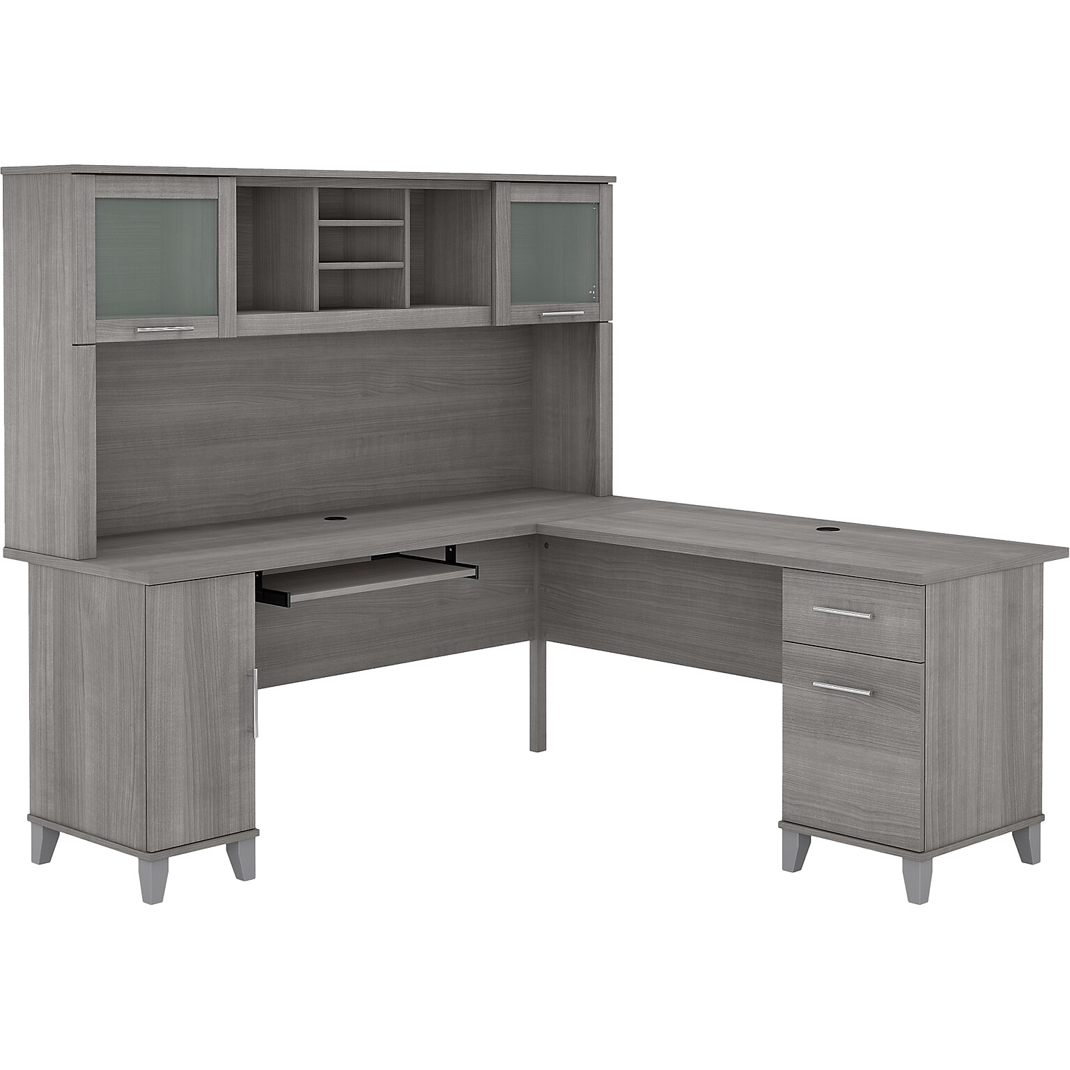 Bush Furniture Somerset 72W L Shaped Desk with Hutch, Platinum Gray (SET001PG)