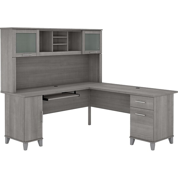 Bush Furniture Somerset 72W L-Shaped Desk with Hutch, Platinum Gray (SET001PG)
