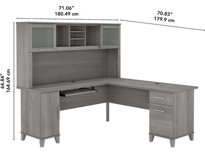 Bush Furniture Somerset 72"W L Shaped Desk with Hutch, Platinum Gray (SET001PG)