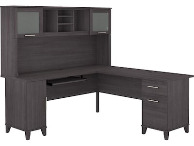 Bush Furniture Somerset 72W L Shaped Desk with Hutch, Storm Gray (SET001SG)