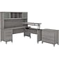 Bush Furniture Somerset 72"W 3 Position Sit to Stand L Shaped Desk with Hutch and File Cabinet, Platinum Gray (SET016PG)