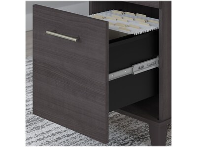 Bush Furniture Somerset 72"W 3 Position Sit to Stand L Shaped Desk with Hutch and Bookcase, Storm Gray (SET017SG)