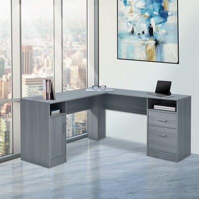 Techni Mobili 60" MDF L-Shaped Desk, Gray (RTA-8412L-GRY)