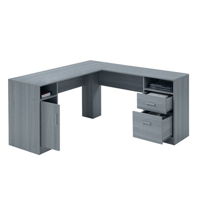 Techni Mobili 60" MDF L-Shaped Desk, Gray (RTA-8412L-GRY)