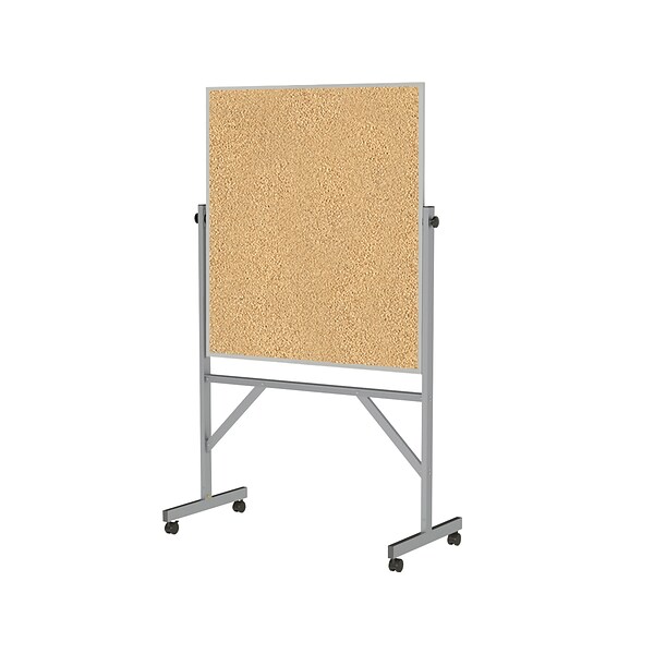 Ghent Combination Board Mobile Dry-Erase Whiteboard, Aluminum Frame, 4 x 3 (ARMK43)