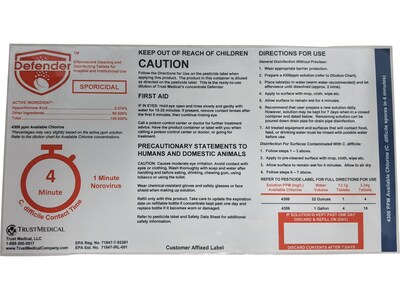 Trust Medical Defender Thermal Transfer Label, 4.5 x 8.5, Multicolor, 25 Labels/Pack (TDTL480306)