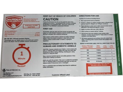 Trust Medical Defender Thermal Transfer Label, 4.5 x 8.5, Multicolor, 25 Labels/Pack (TDTL480100)