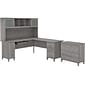 Bush Furniture Somerset 72W L-Shaped Desk with Hutch and Lateral File Cabinet, Platinum Gray (SET00