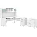 Bush Furniture Somerset 72W L-Shaped Desk with Hutch and Lateral File Cabinet, White (SET009WH)