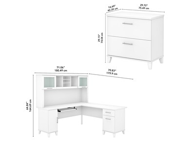 Bush Furniture Somerset 72W L Shaped Desk with Hutch SET001WH