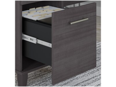 Bush Furniture Somerset 60"W L-Shaped Desk with Hutch and Lateral File Cabinet, Storm Gray (SET008SG)