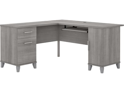 Bush Furniture Somerset 60W L Shaped Desk with Storage, Platinum Gray (WC81230K)