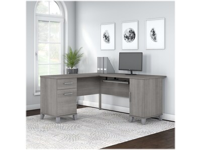 Bush Furniture Somerset 60"W L Shaped Desk with Storage, Platinum Gray (WC81230K)