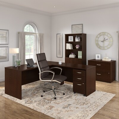 Bush Business Furniture Westfield 72W L Shaped Desk with 48W Return and Mobile File Cabinet, Mocha Cherry (SRC001MRSU)