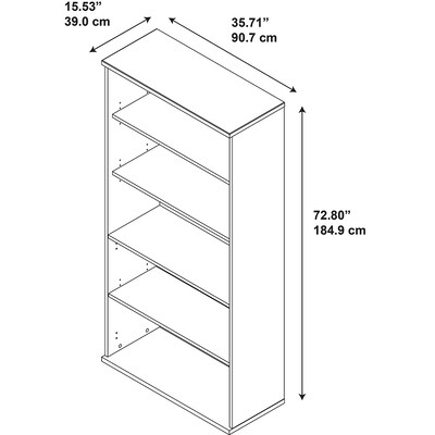 Bush Business Furniture Westfield 73" 5-Shelf Bookcase with Adjustable Shelves, Mocha Cherry Laminated Wood (WC12914)