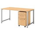 Bush Business Furniture 400 Series 60W x 30D Table Desk with 3 Drawer Mobile File Cabinet, Natural Maple (400S150AC)