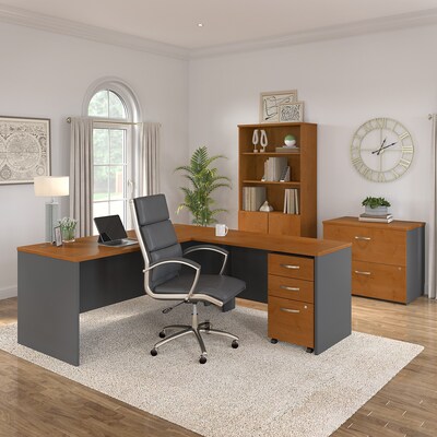 Bush Business Furniture Westfield 72W L Shaped Desk with 48W Return and Mobile File Cabinet, Natural Cherry (SRC001NCSU)