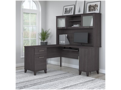 Bush Furniture Somerset 60W L Shaped Desk with Hutch, Storm Gray (SET002SG)