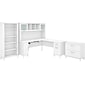 Bush Furniture Somerset 72"W L-Shaped Desk with Hutch, Lateral File Cabinet and Bookcase, White (SET012WH)