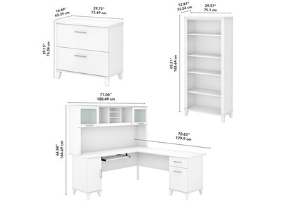 Bush Furniture Somerset 60 L Shaped Desk with Storage, White