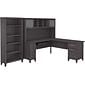 Bush Furniture Somerset 72"W L-Shaped Desk with Hutch and 5-Shelf Bookcase, Storm Gray (SET011SG)