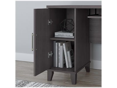 Bush Furniture Somerset 72"W L Shaped Desk with Hutch and 5 Shelf Bookcase, Storm Gray (SET011SG)