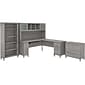 Bush Furniture Somerset 72"W L-Shaped Desk with Hutch, Lateral File Cabinet and Bookcase, Platinum Gray (SET012PG)