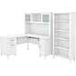 Bush Furniture Somerset 60"W L Shaped Desk with Hutch and 5 Shelf Bookcase, White (SET010WH)
