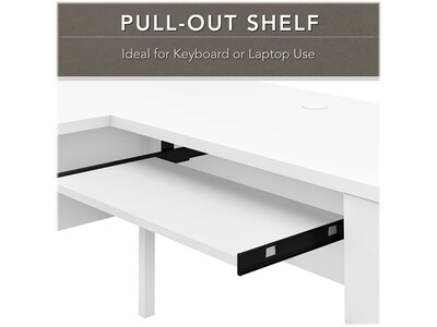 Bush Furniture Somerset 60"W L Shaped Desk with Hutch and 5 Shelf Bookcase, White (SET010WH)