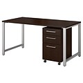 Bush Business Furniture 400 Series 60W x 30D Table Desk with 3 Drawer Mobile File Cabinet, Mocha Cherry (400S150MR)