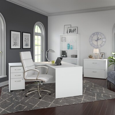 Bush Business Furniture Studio C 60"W L Shaped Desk with Mobile File Cabinet and Return, White (STC008WH)